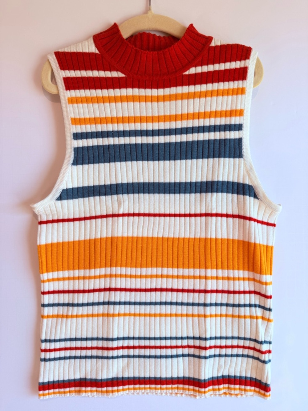 forever 21 Ribbed Sleeveless Mock Neck Tank - White, Red, Orange, Navy